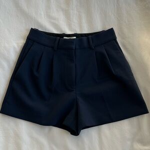 Aritzia navy pleated mini short